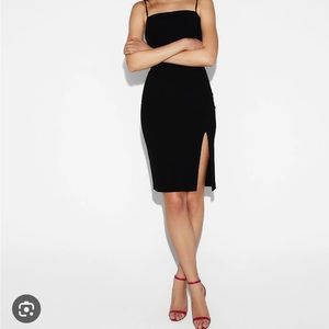 Express Velvet Front Slit Dress